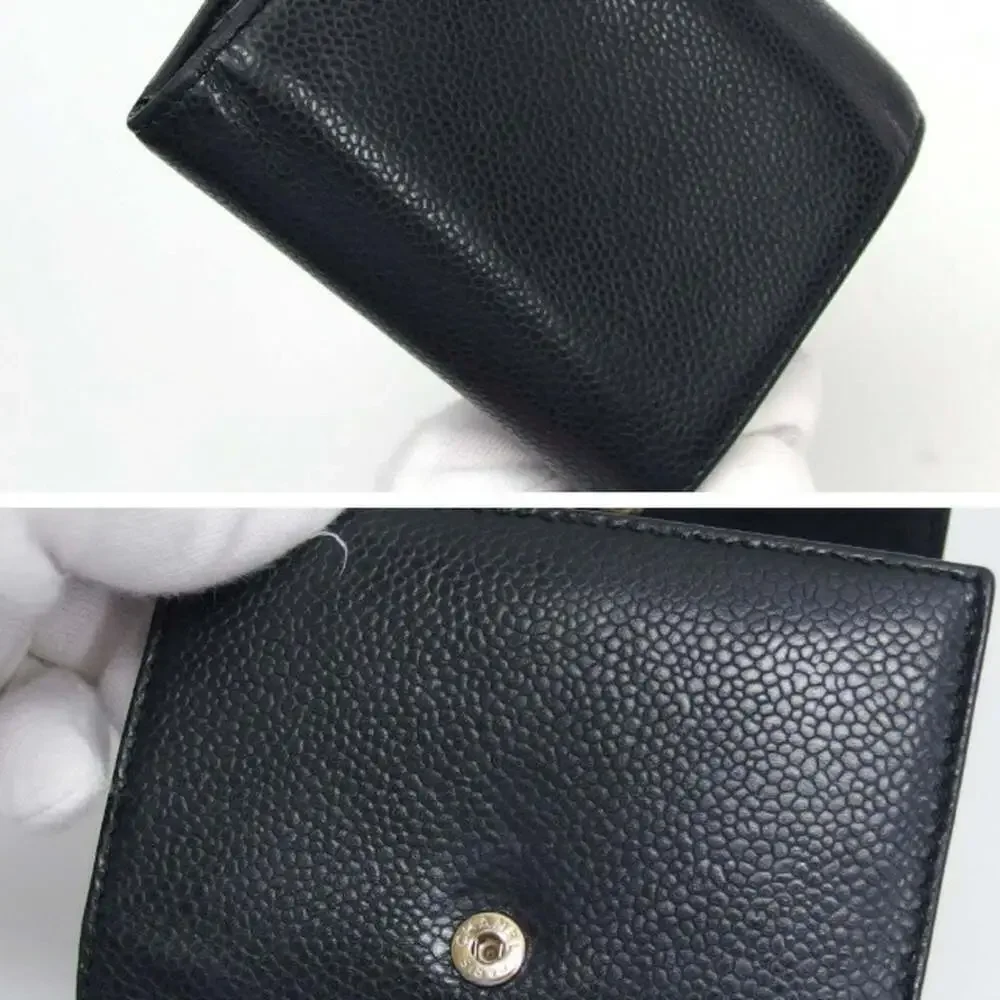 CHANEL Authentic Black Caviar Leather Wallet